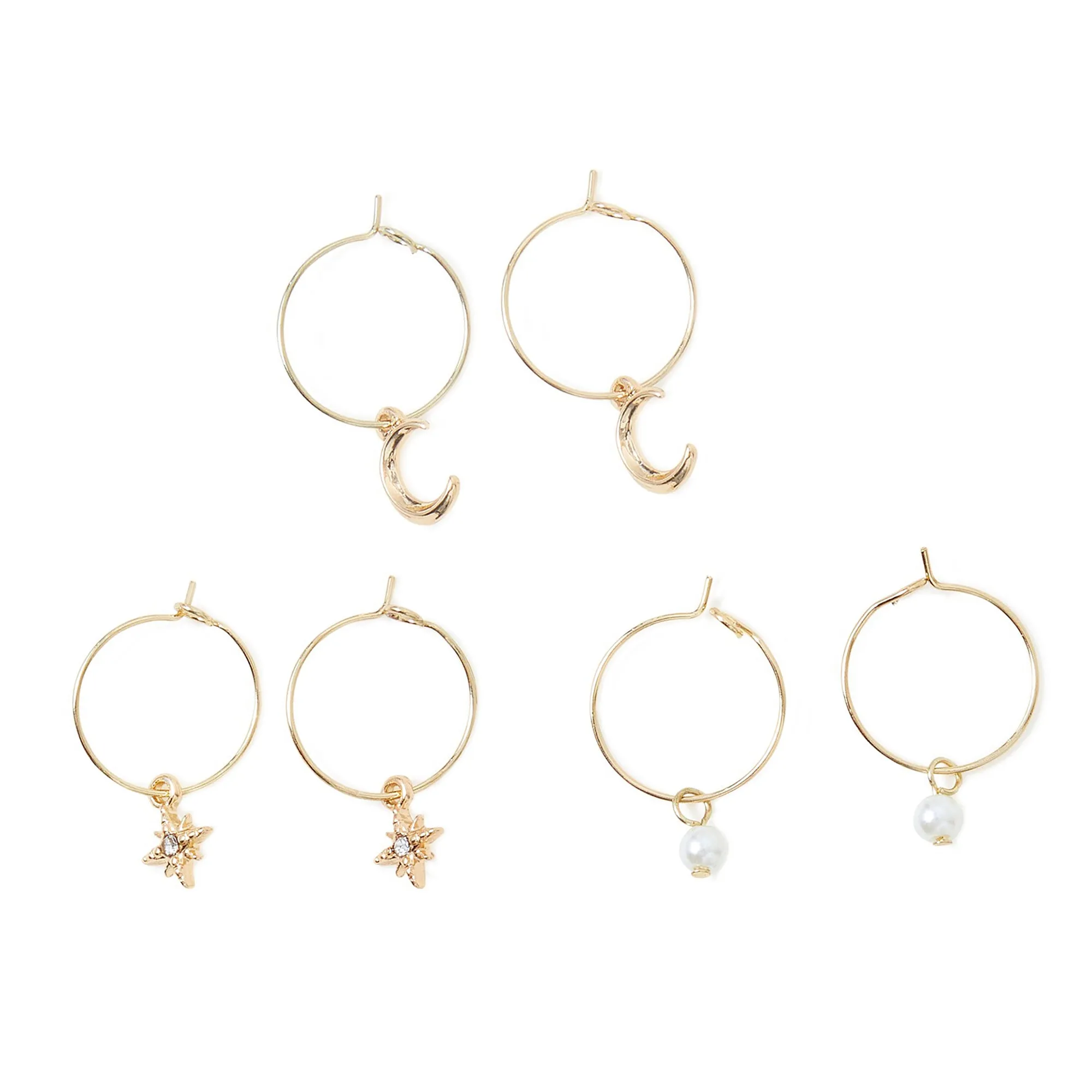 Accessorize London Women's Moon And Star Hoop Earrings Set Of Three