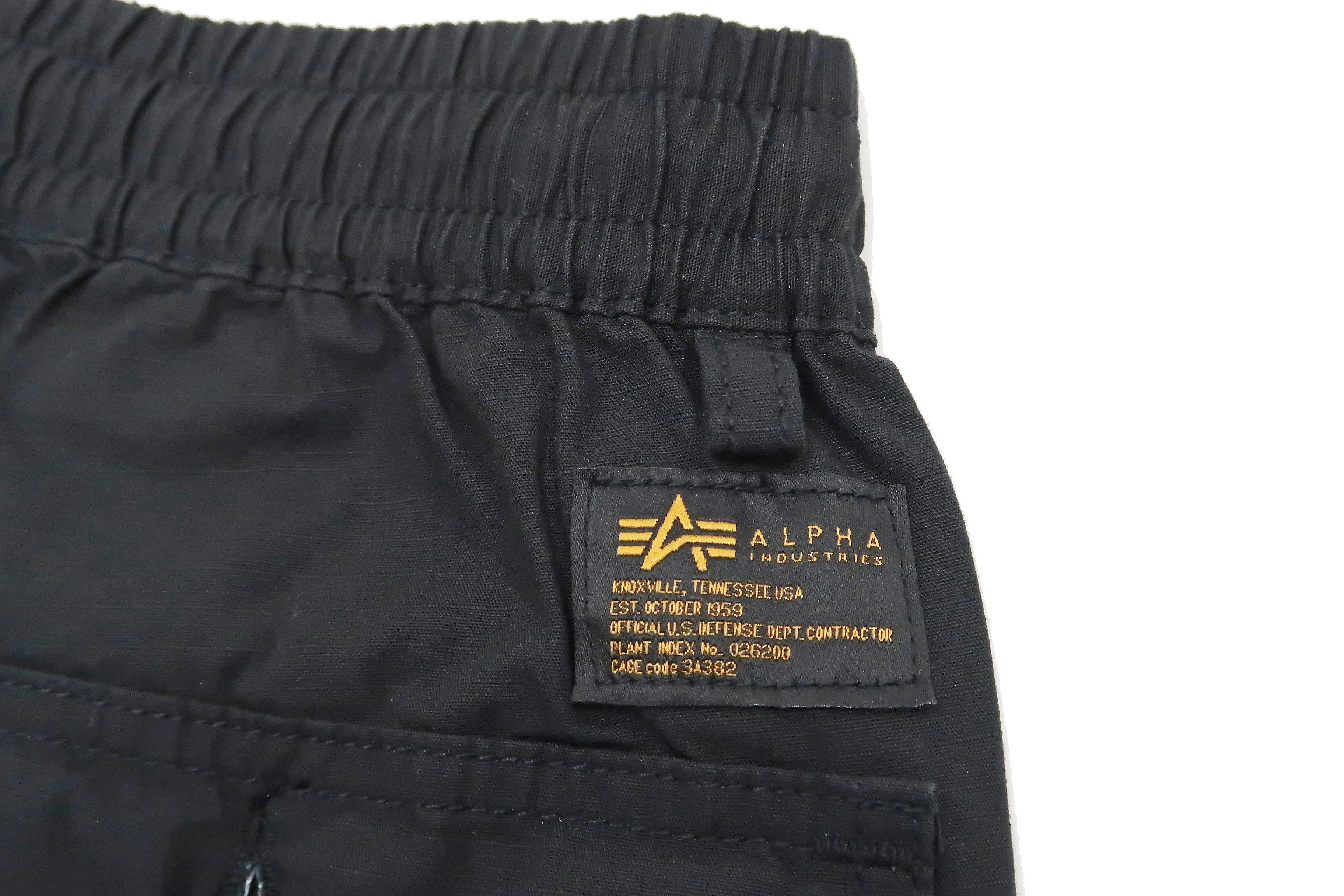 Alpha Industries Shorts Men's Drawstring Elastic Waist Shorts with Pork Chop Pockets TB2037 001 Black