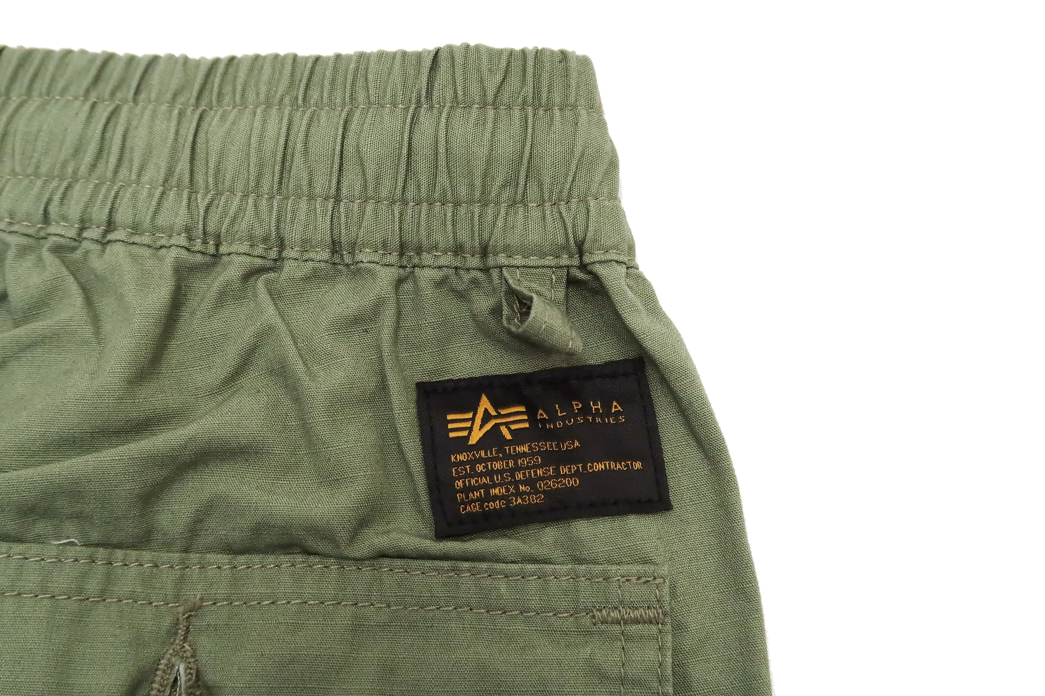 Alpha Industries Shorts Men's Drawstring Elastic Waist Shorts with Pork Chop Pockets TB2037 003 Olive