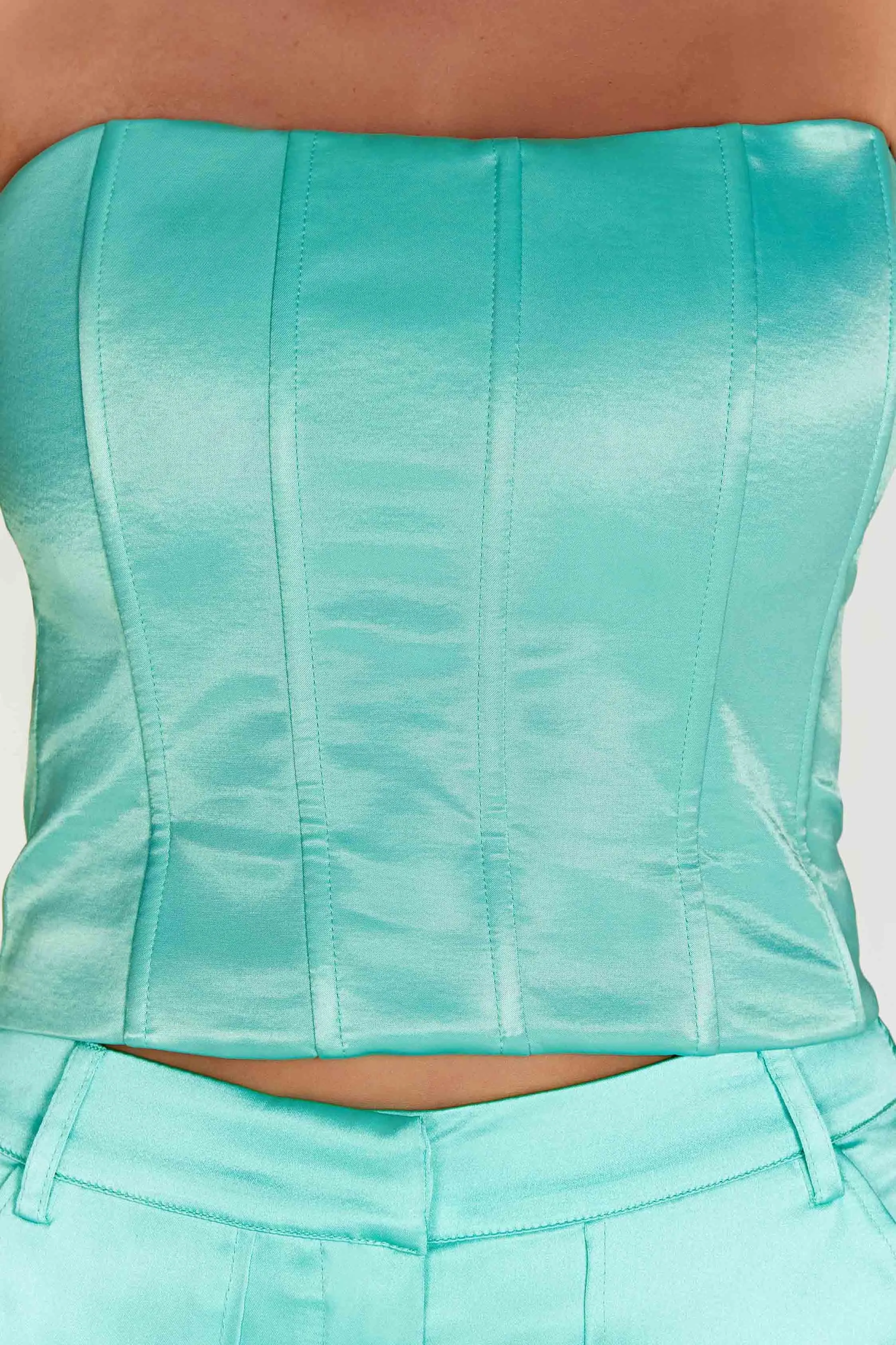 Amaya Lace Up Corset Top - Mint