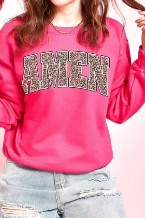 Arched Amen Leopard Heavy-weight Crew Sweatshirt