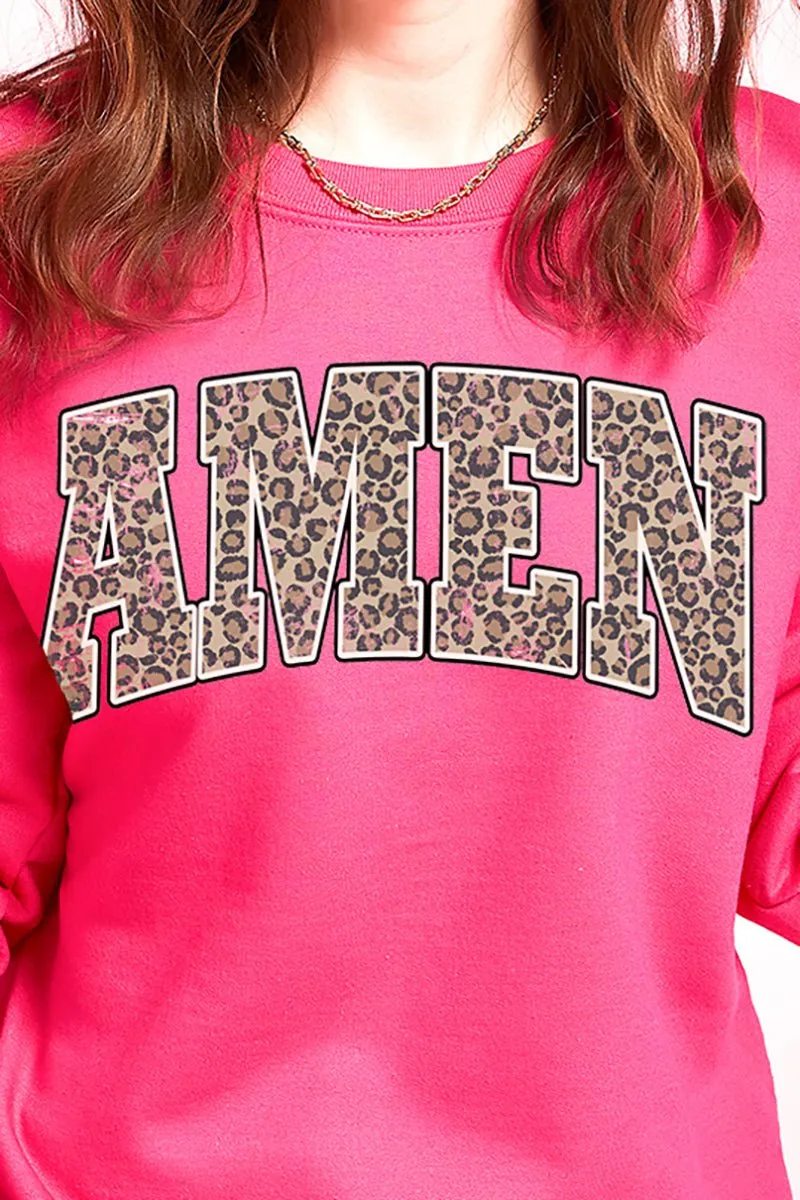 Arched Amen Leopard Heavy-weight Crew Sweatshirt