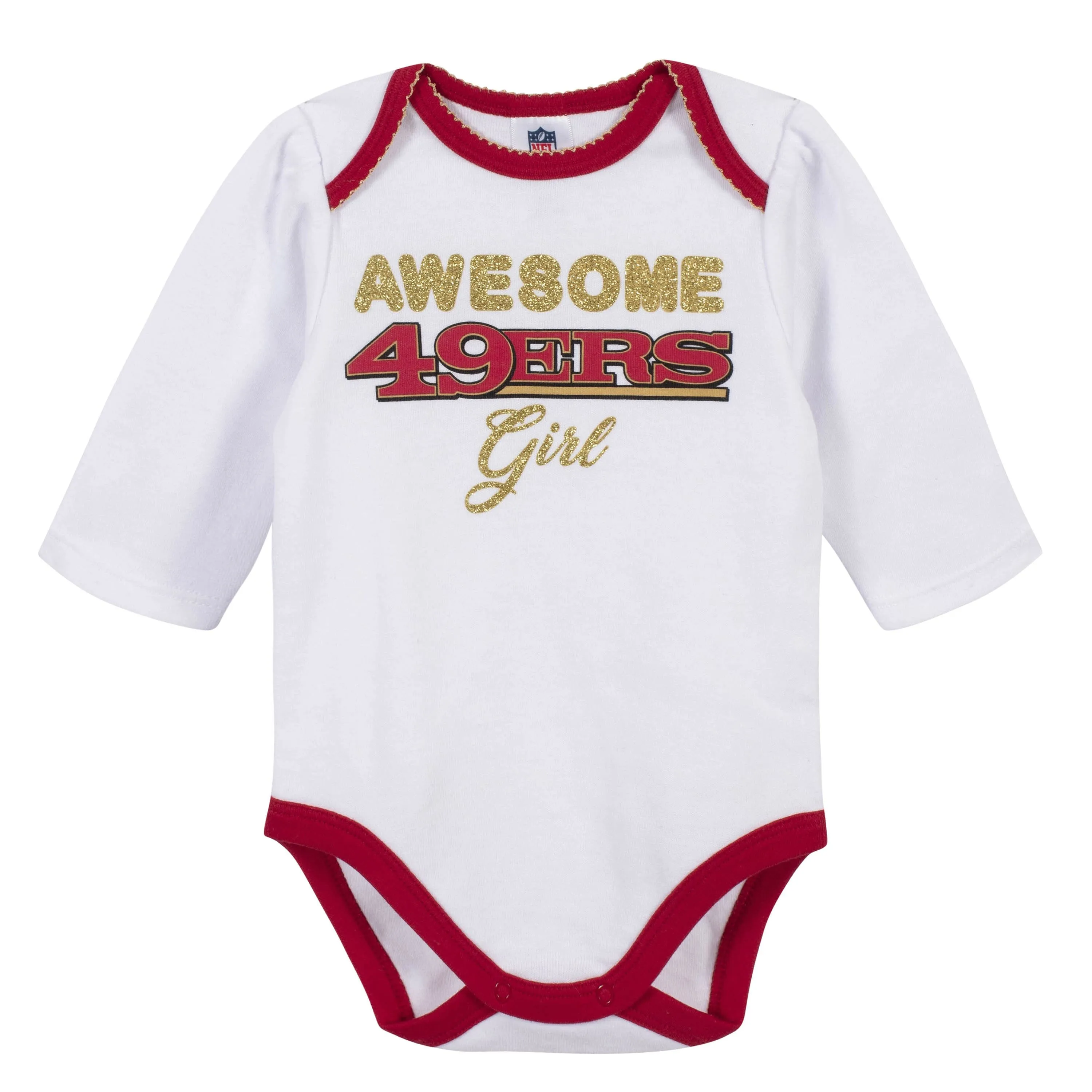 Baby Girls San Francisco 49ers 3-Piece Bodysuit, Pant, and Cap Set