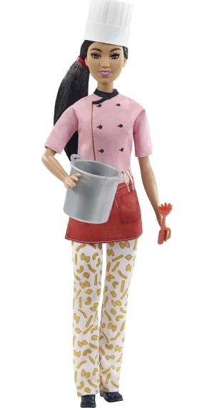 Barbie Pasta Chef Brunette Doll with Colorful Chef Top, Macaroni Print Pants, Chef Hat, Pasta Pot & Pasta Cutter Accessories (12-in)