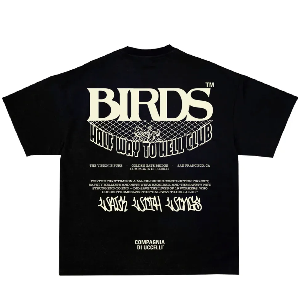 Birds "Half Way To Hell Club" Onyx Oversized Ultra Premium S/S T-Shirt