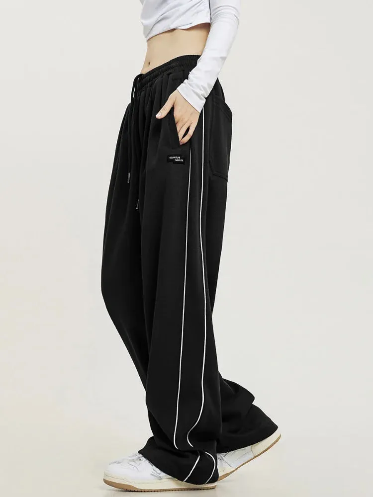 Black Striped Oversize Harajuku Streetwear Edgy Style Tracksuits Pant