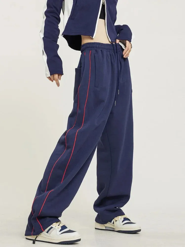 Black Striped Oversize Harajuku Streetwear Edgy Style Tracksuits Pant