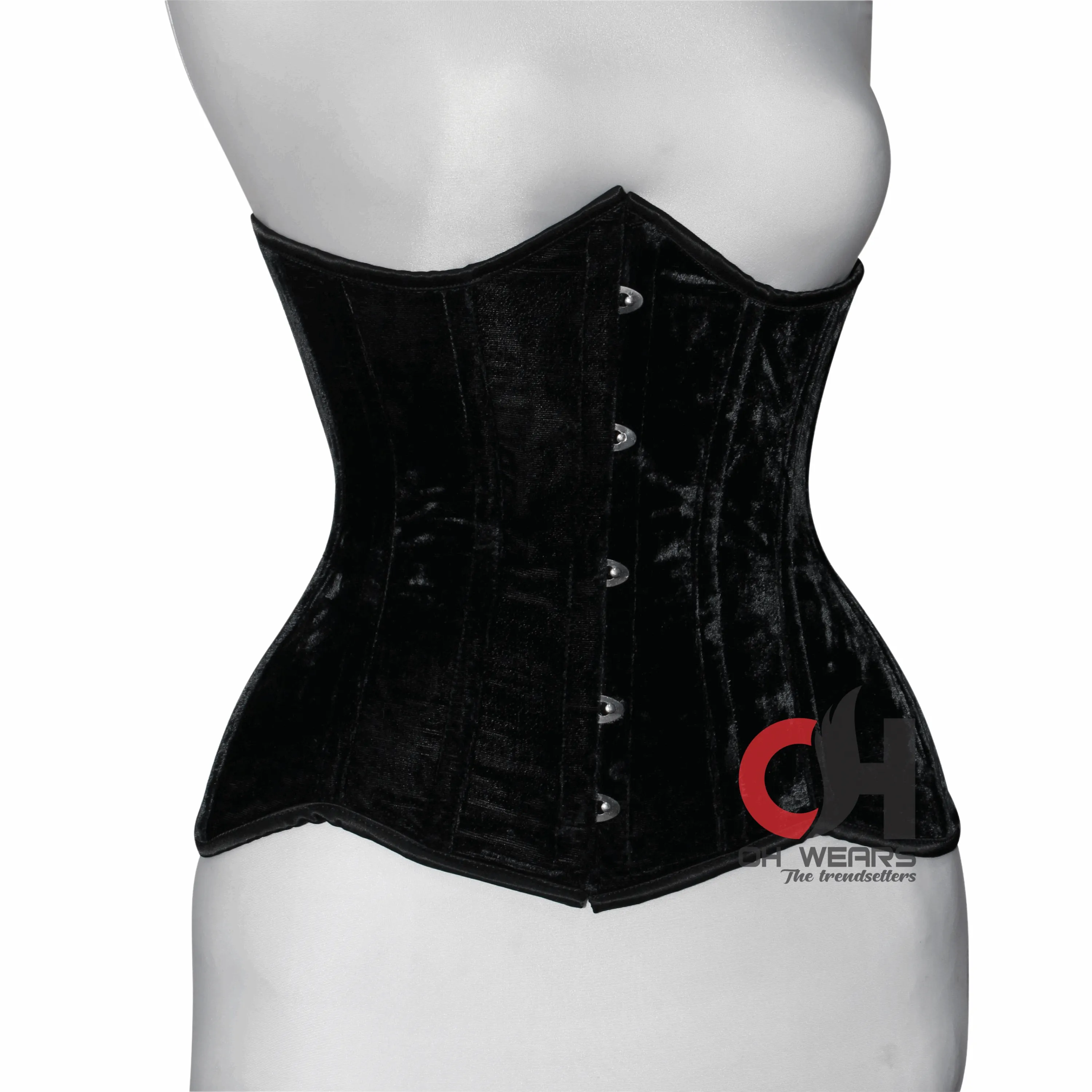 Black Velvet Underbust Corset - Steel Boned