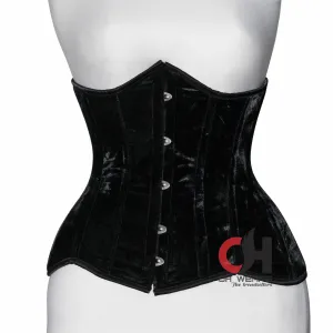 Black Velvet Underbust Corset - Steel Boned