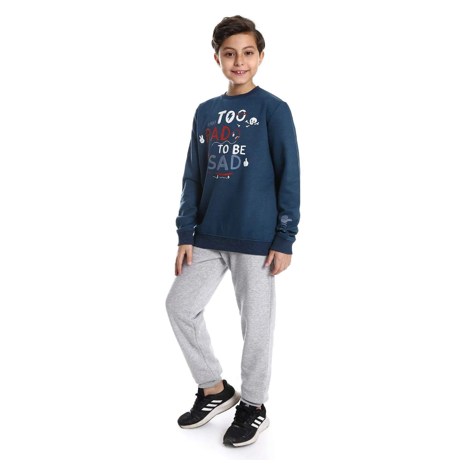 Boys' Winter Pajama Set, Graffiti Pants - Indigo