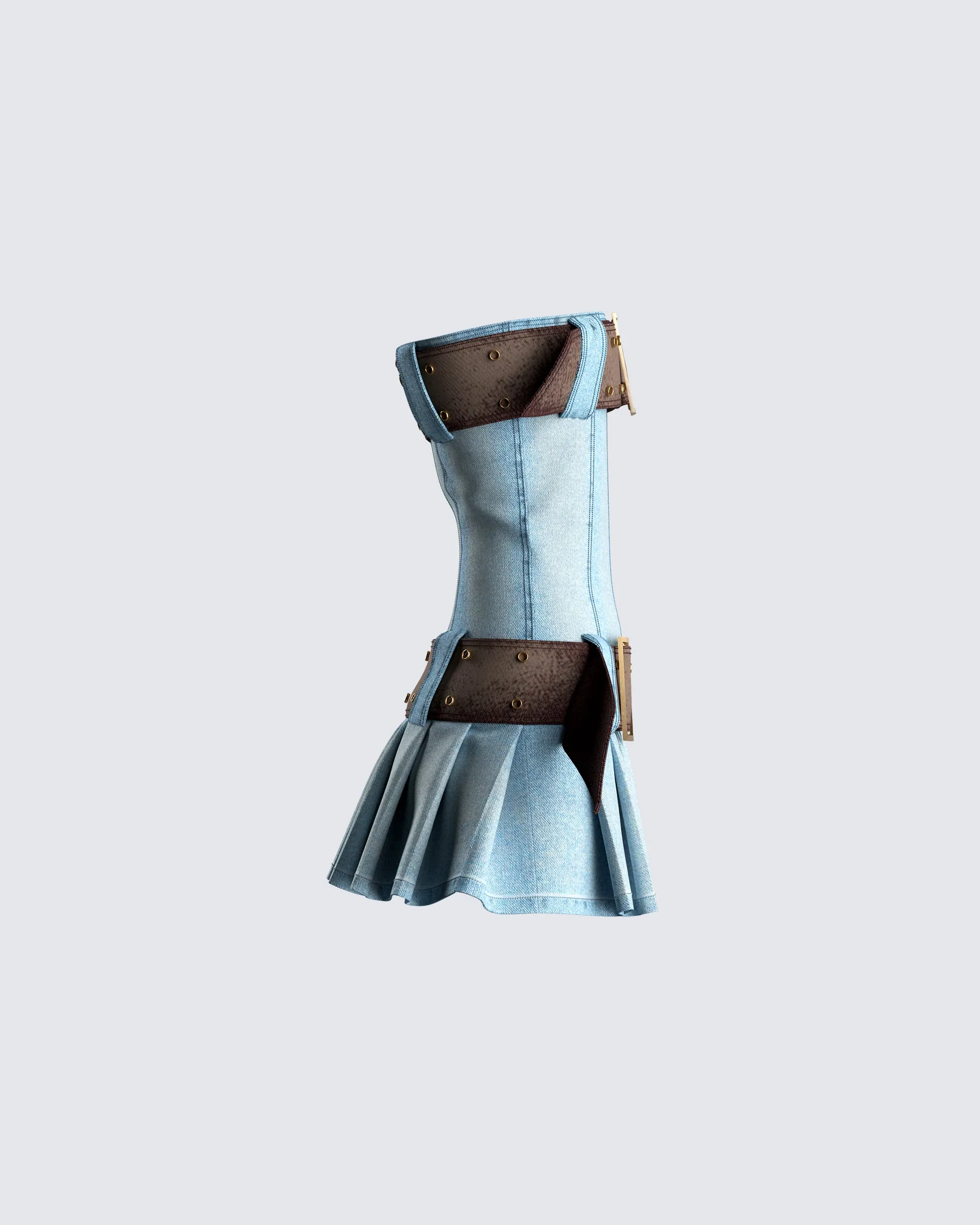 Cambry Blue Pleated Denim Dress