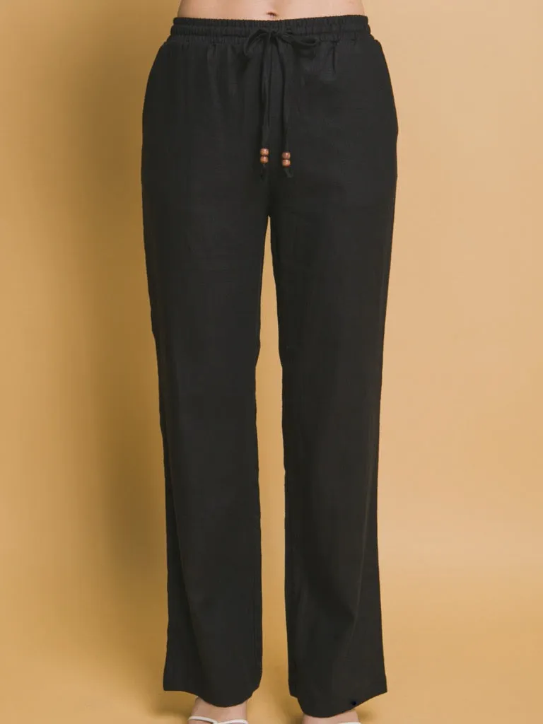 Chloe Linen Pants - Black