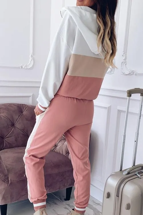 Color Block Hoodie Pants Set