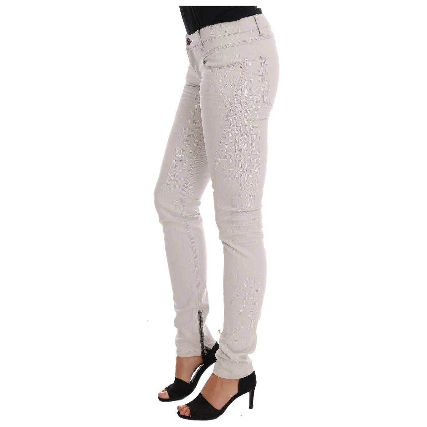 Costume National Chic White Slim-Fit Stretch Jeans