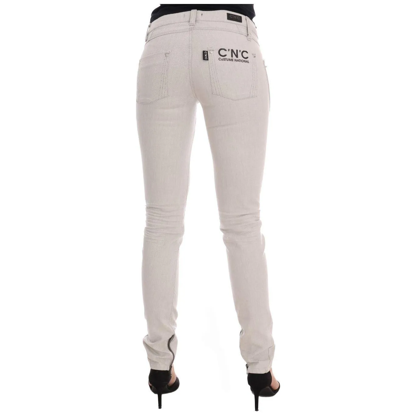 Costume National Chic White Slim-Fit Stretch Jeans