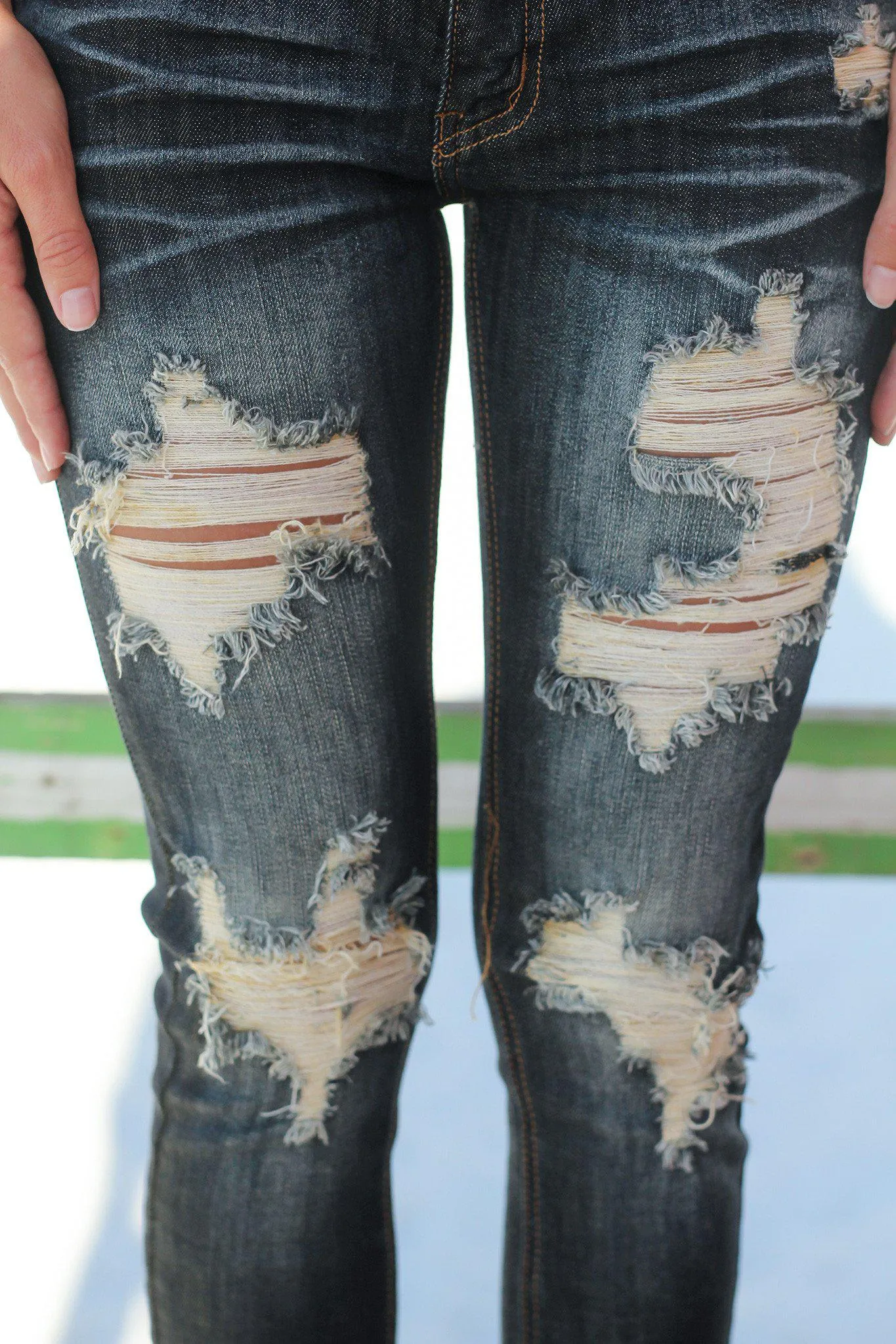 Dark Super Destroyed Skinny Jeans