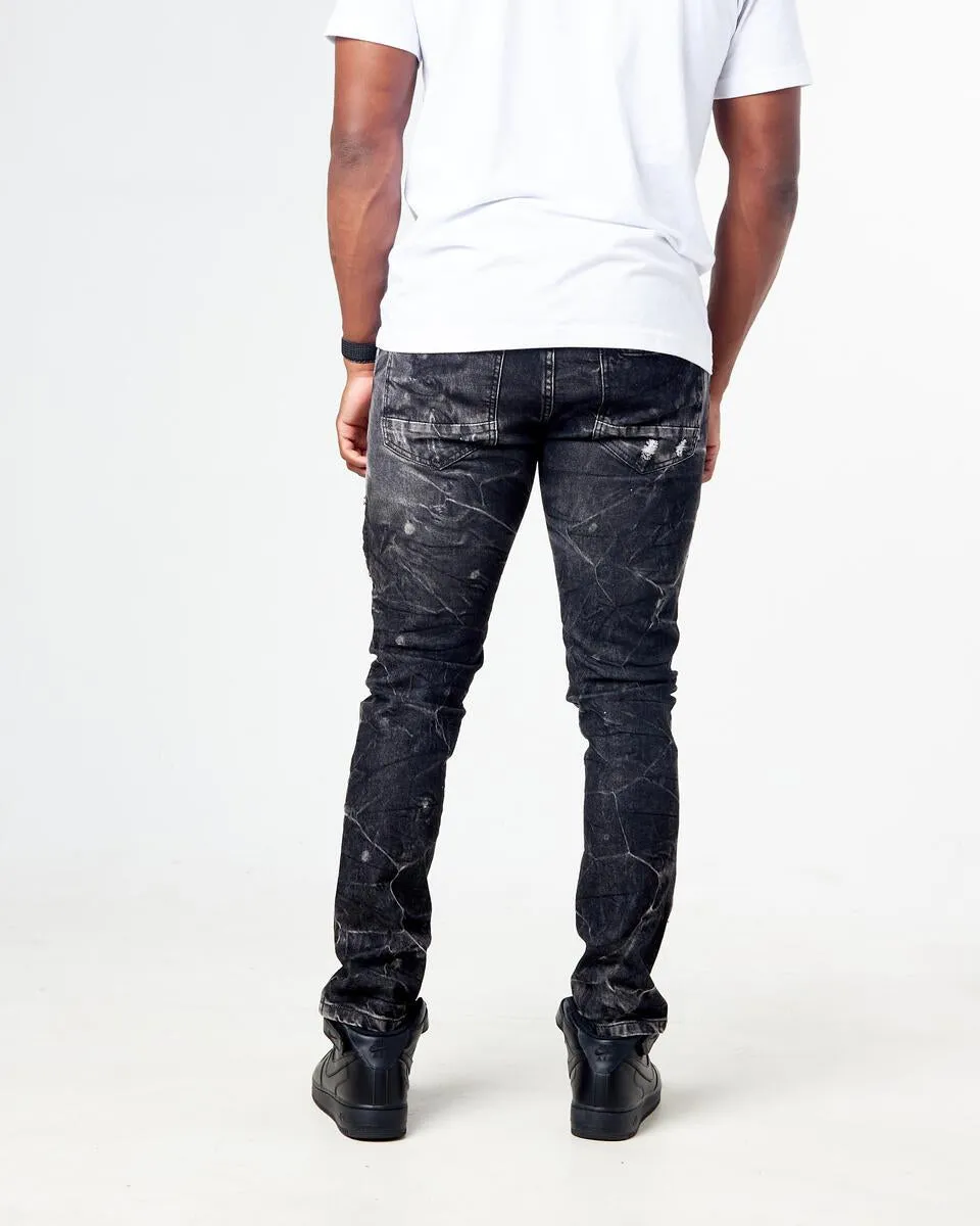 FWRD Distressed Moto Denim FW-33574A (Washed Black)