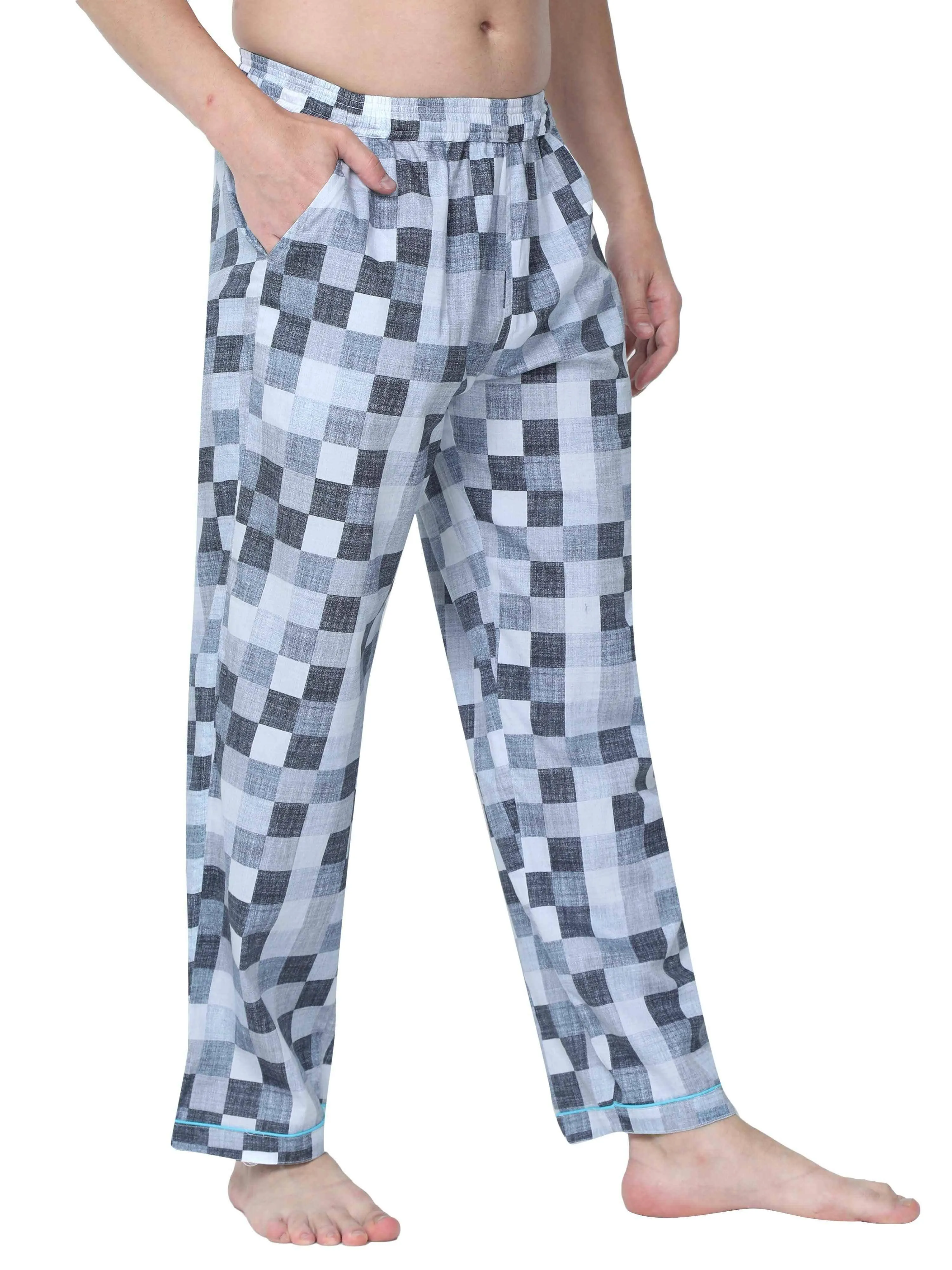 GUNIAA MEN'S CHESS  PRINTED FULL PANT