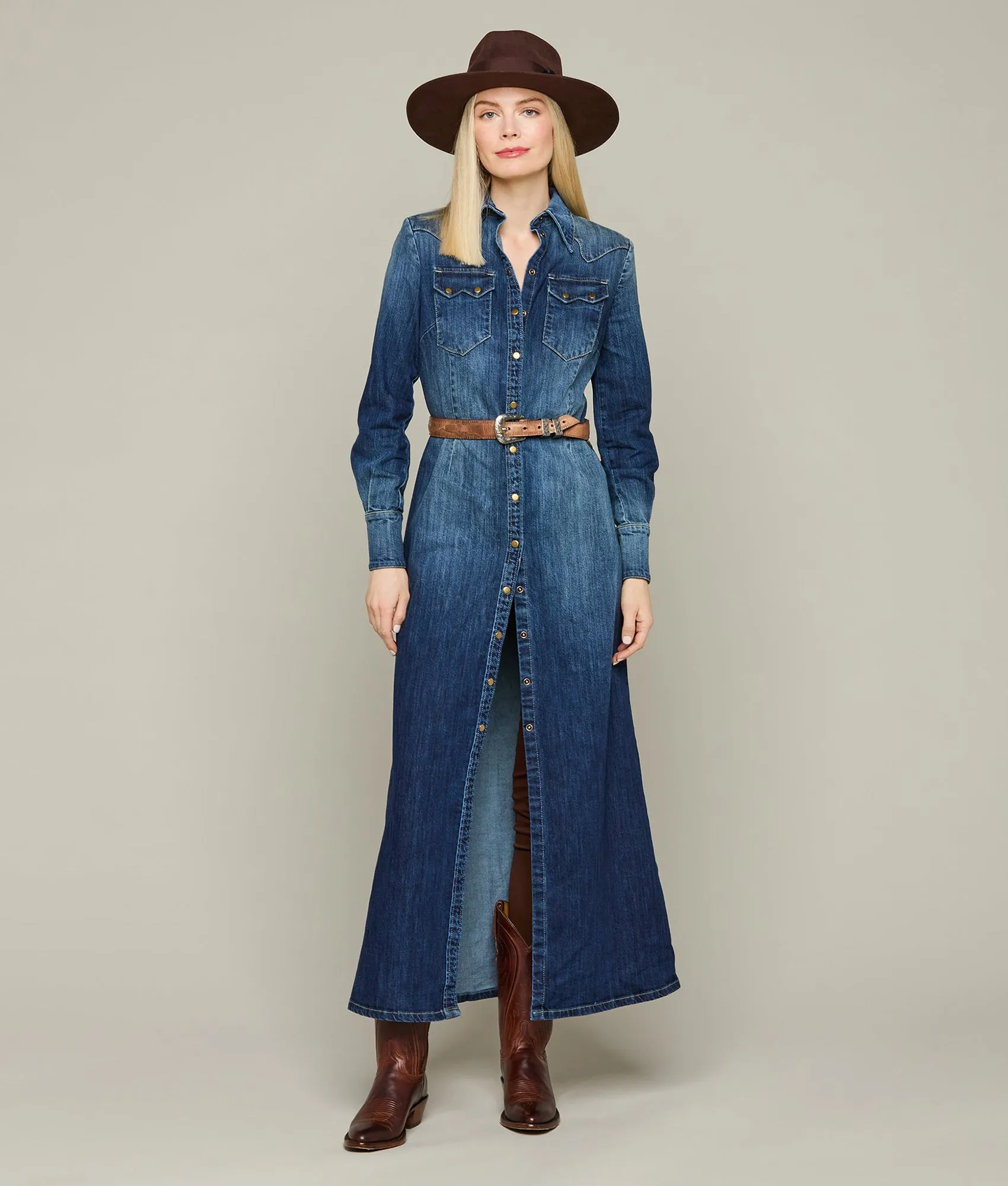 Long Denim Duster :: Medium Wash Denim