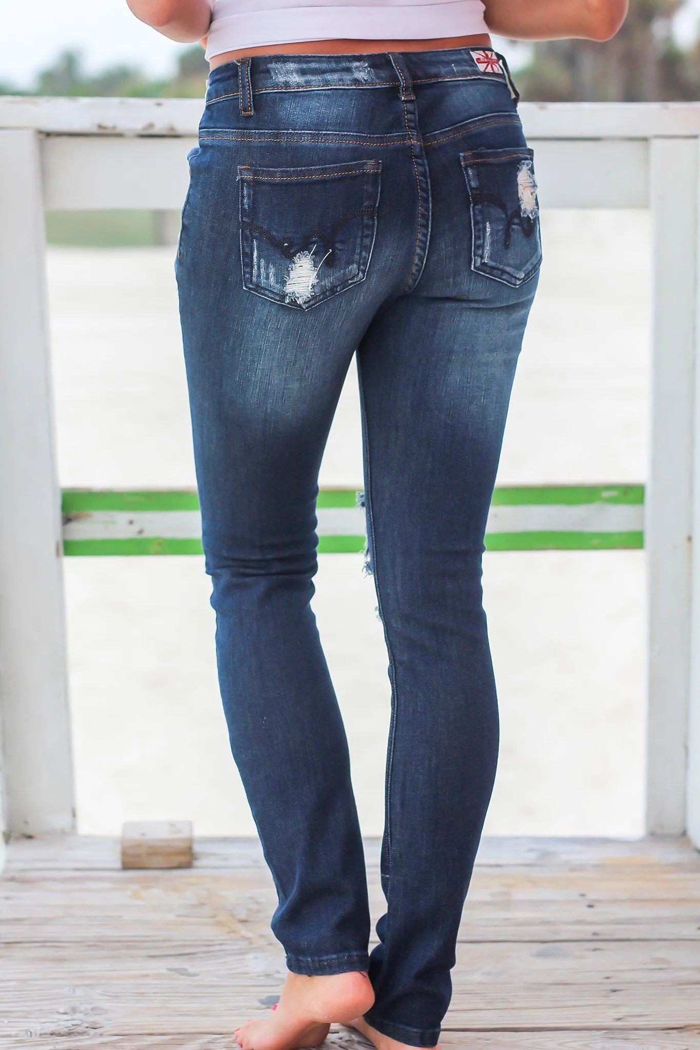 Medium Wash Distressed Skinny Jeans