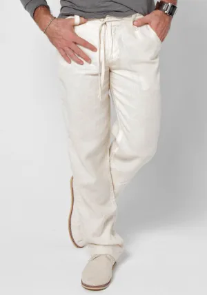 Men's Linen Relaxed Pants | 100% Natural Italian Style with Drawstring, Item #1202