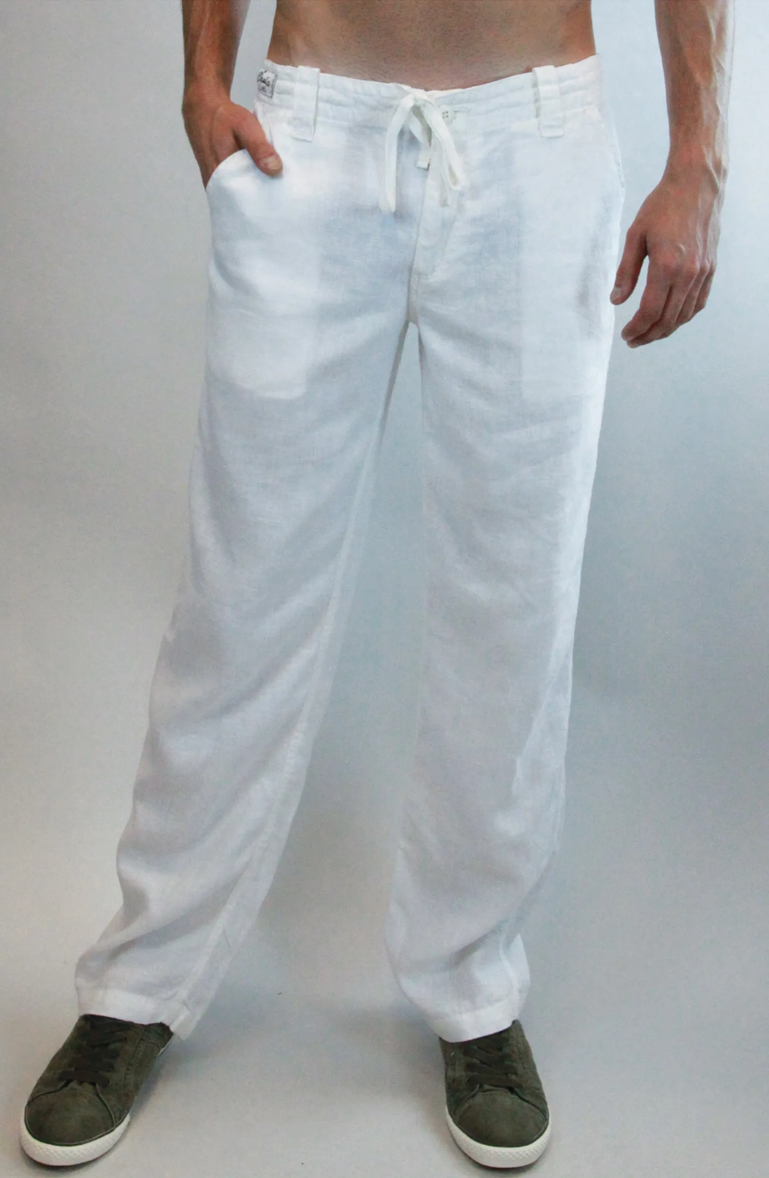 Men's Linen Relaxed Pants | 100% Natural Italian Style with Drawstring, Item #1202