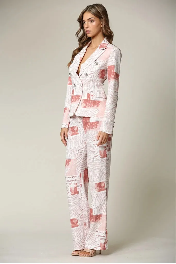 Mix & Match Two Piece Scarlett Blush Dressy Pant Suit Set