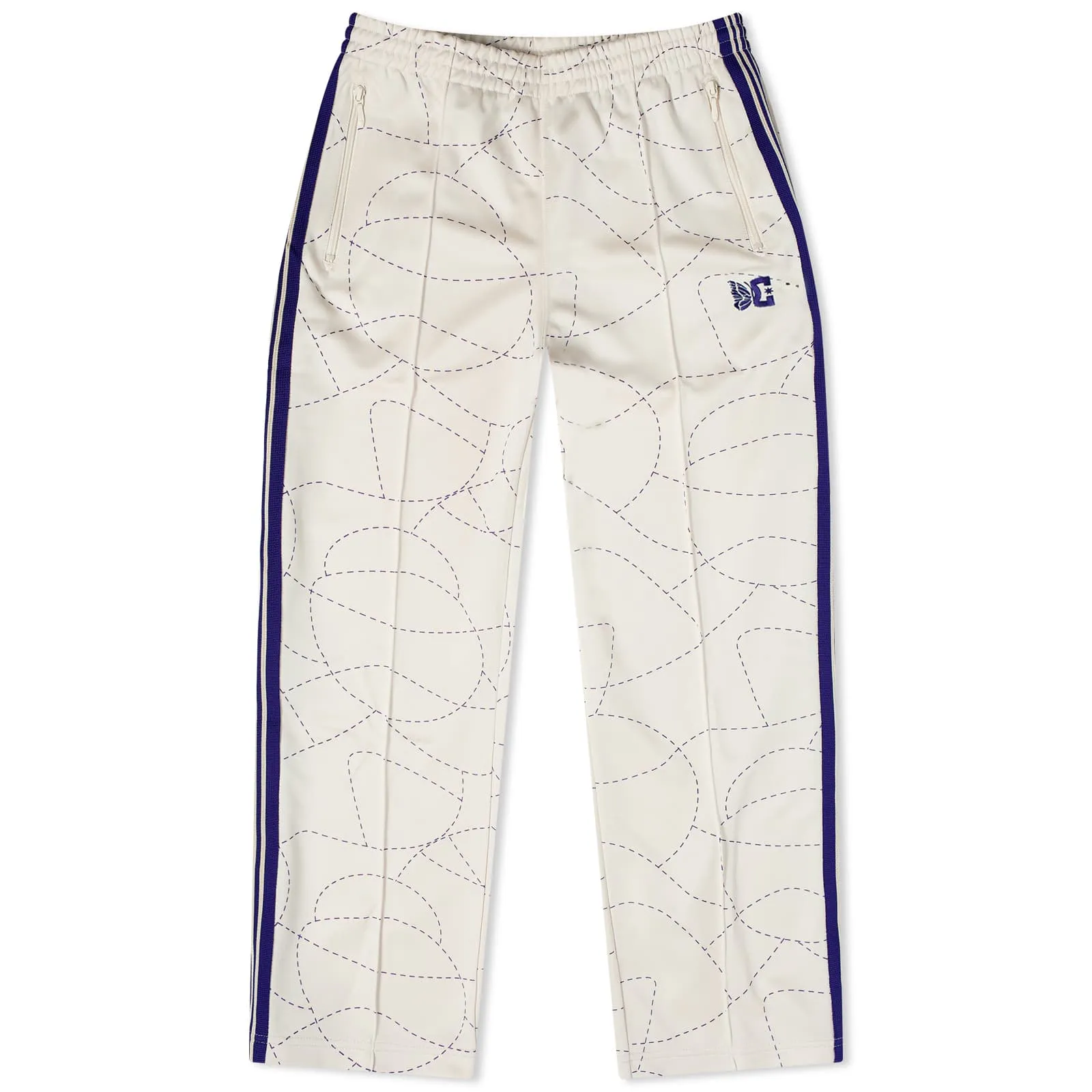 Needles Dc Printed Poly Smooth Sweatpants, Ivory