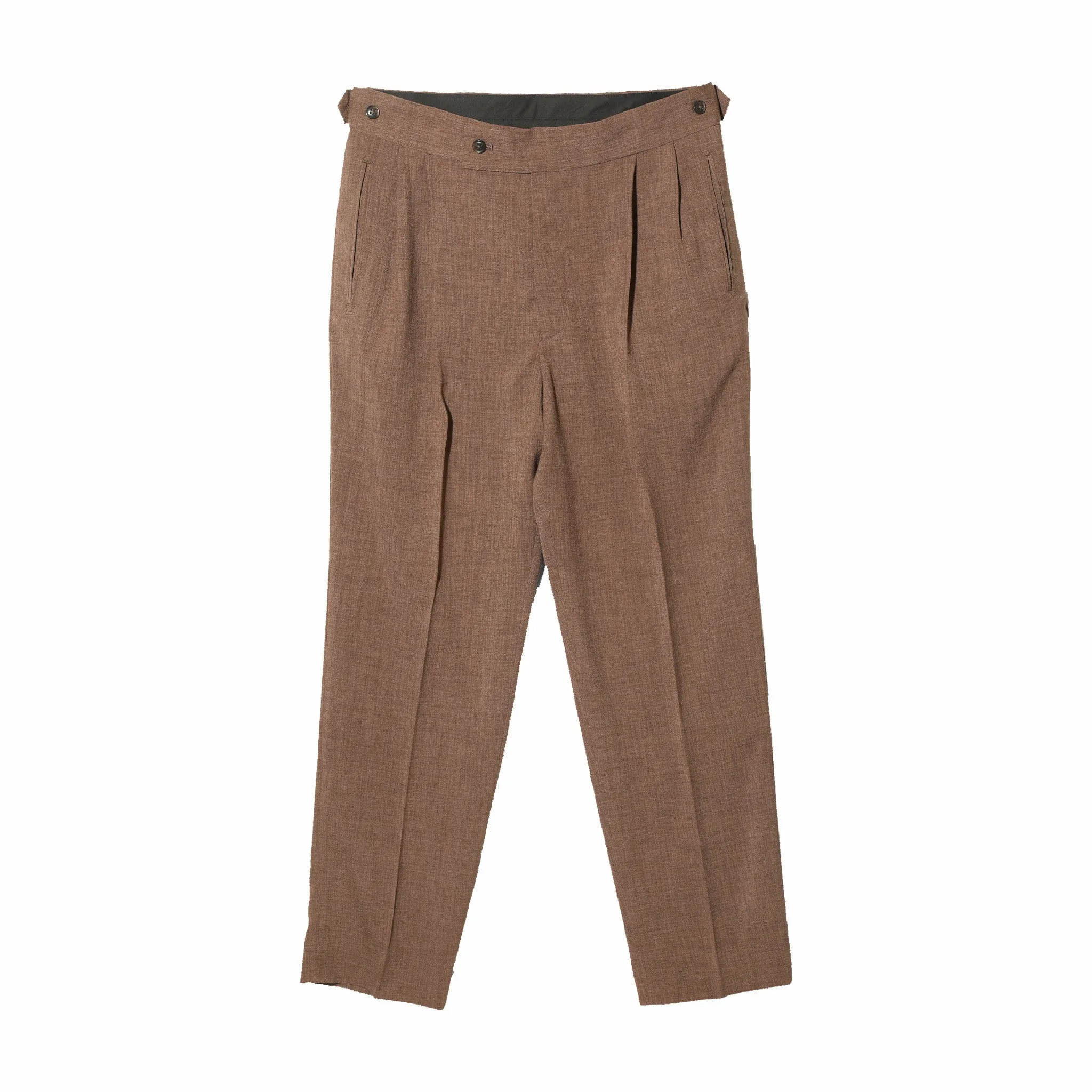 Needles Tucked Side Tab Trouser (Poly Chambray/Brown)