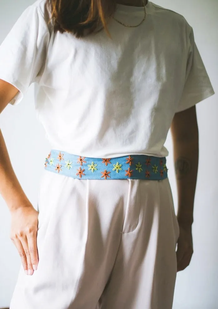 Nikki Fabric Belt - light blue