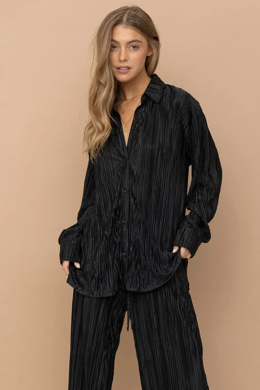 Pleated Blouse Pants Set