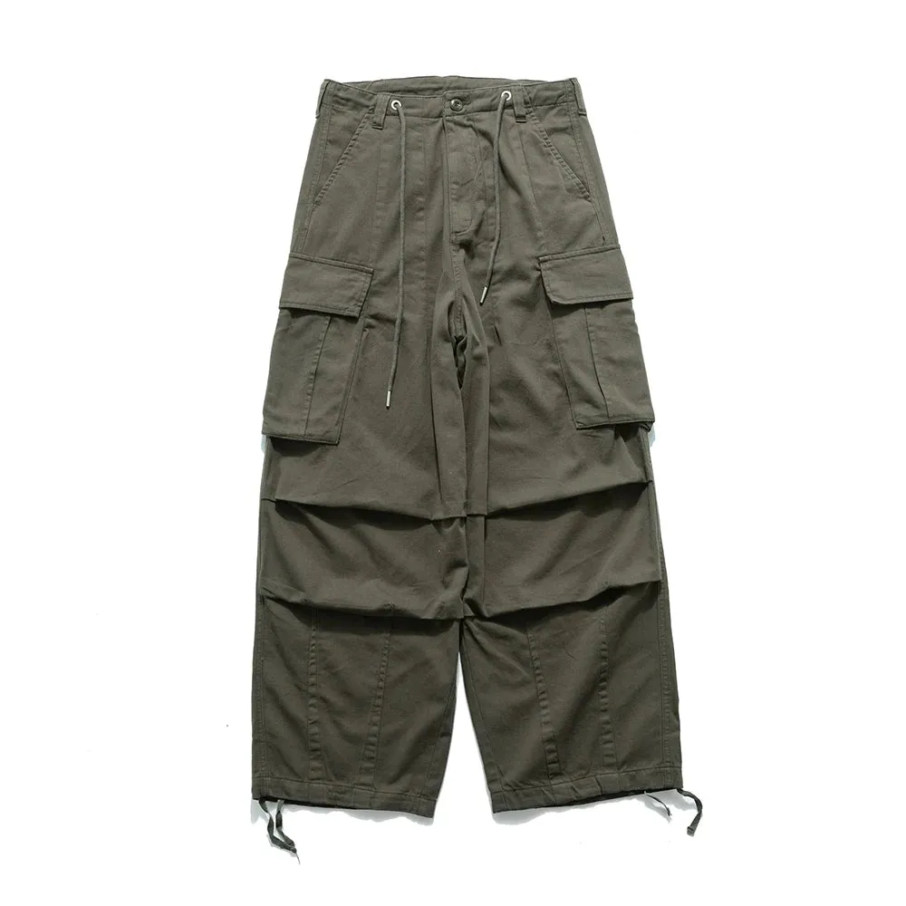 Pocket Cargo Pants Men's Solid Color Safari Style Wide Leg Trousers