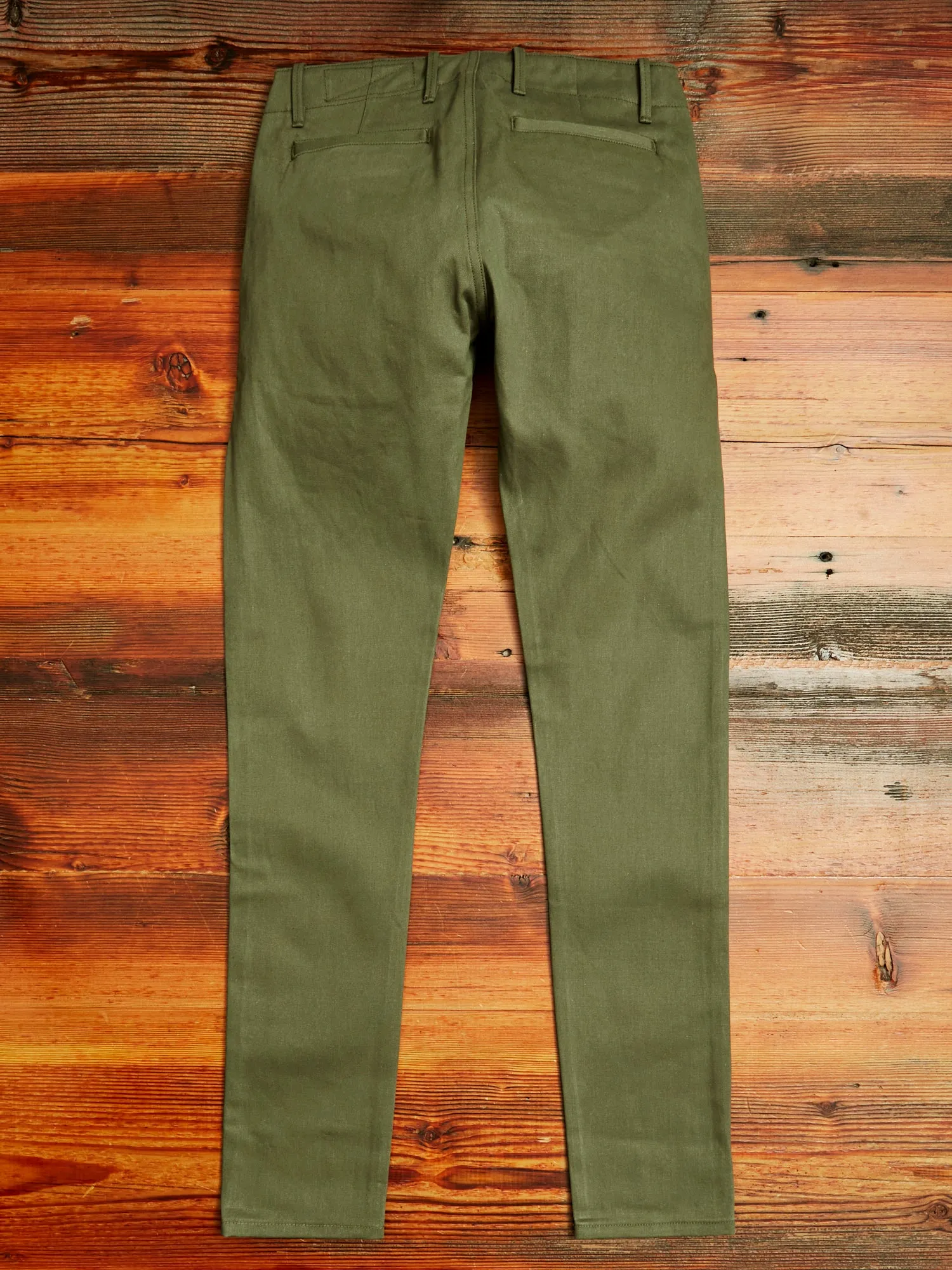 "Infantry Pant" in Green Selvedge Twill