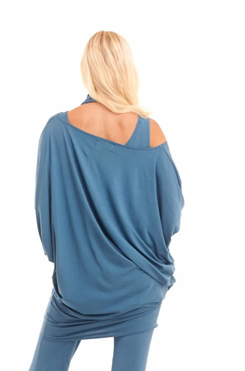 RAGLAN TOP WITH SCARF TEAL