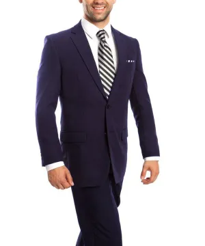 Slim Fit Solid Navy Men's Suit