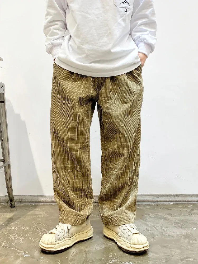 Streetwear Corduroy Checkered Trousers - Straight Casual Pants