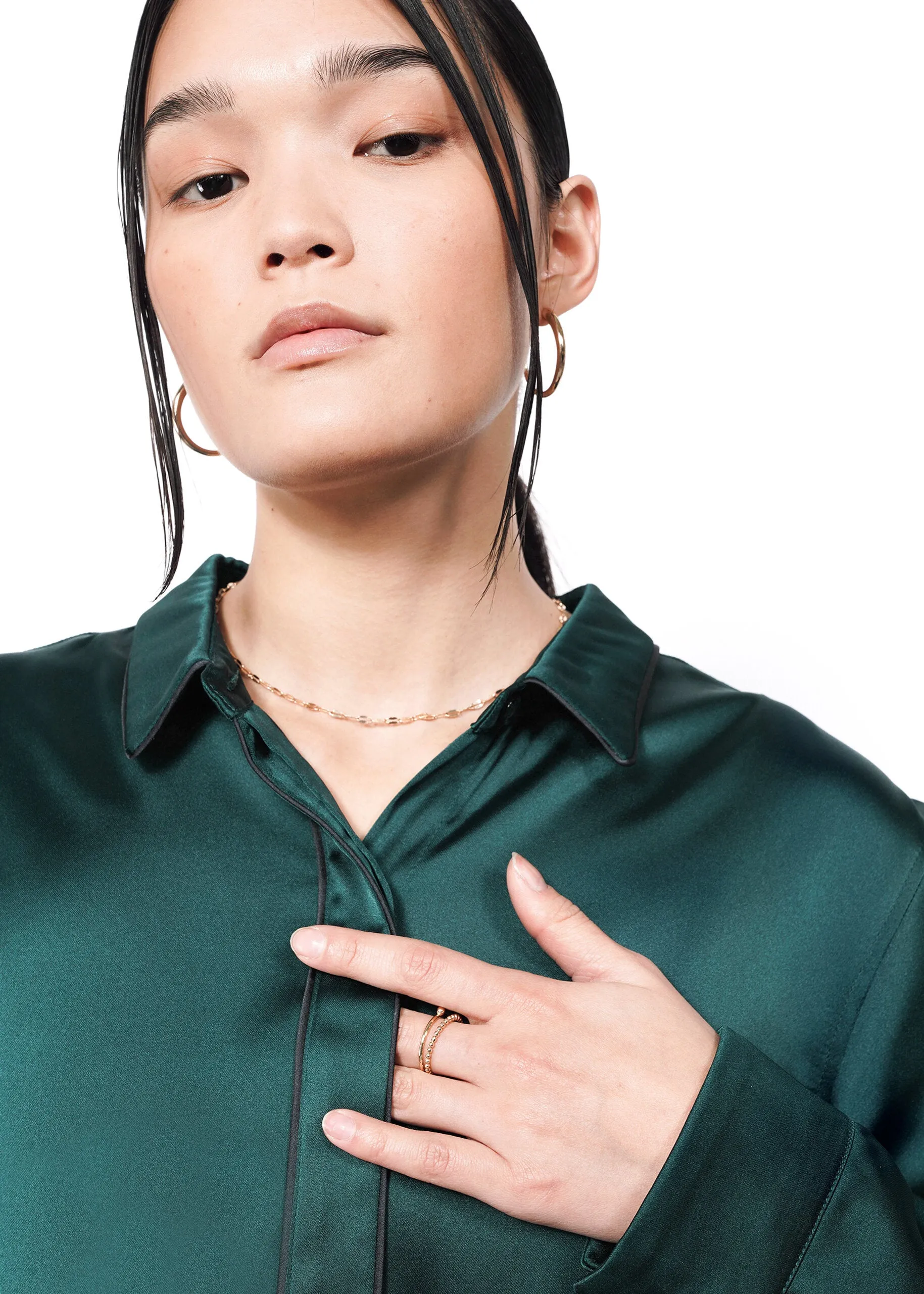 The Empower Satin Long Sleeve Button Up