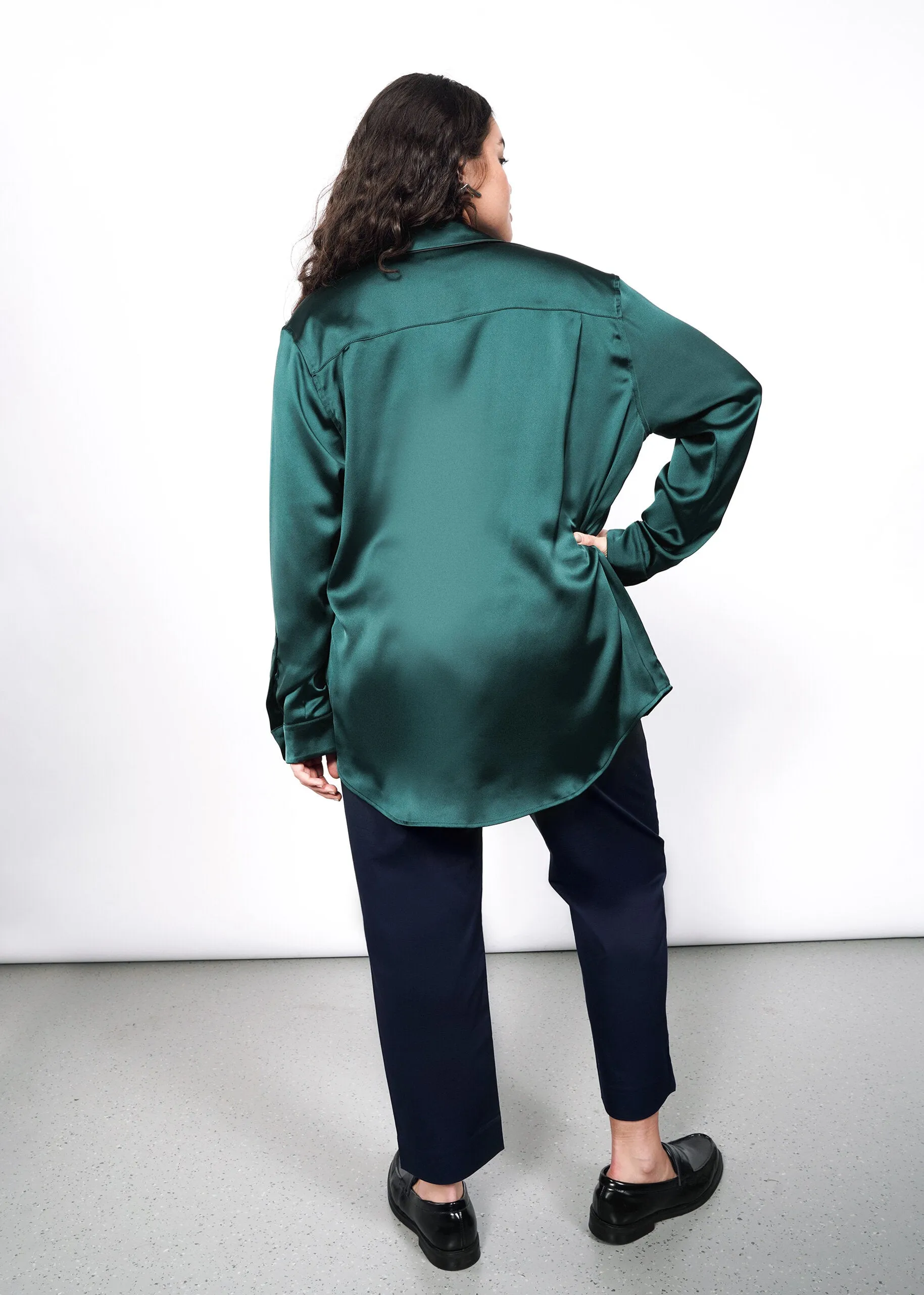 The Empower Satin Long Sleeve Button Up