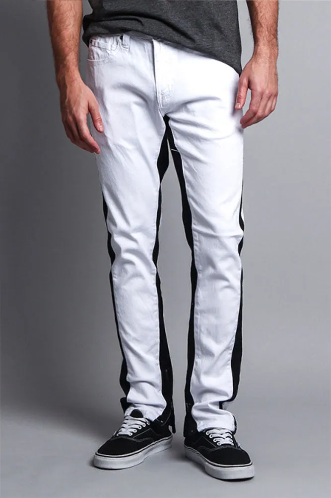 Track Style Zippered Skinny Jean with Accent Band