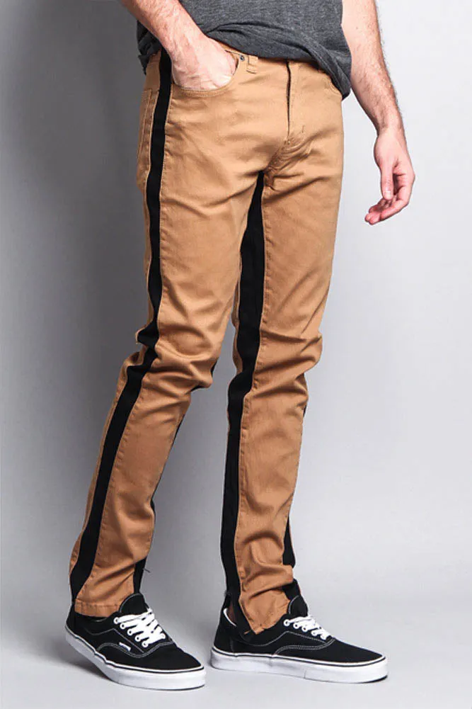 Track Style Zippered Skinny Jean with Accent Band