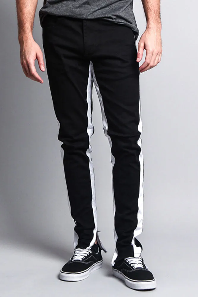 Track Style Zippered Skinny Jean with Accent Band