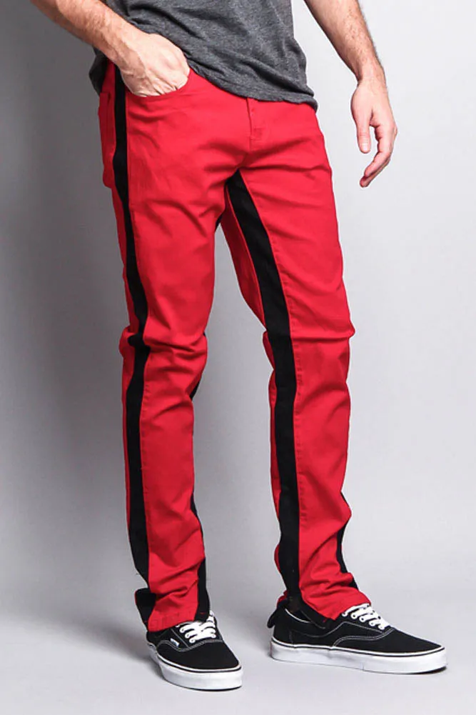 Track Style Zippered Skinny Jean with Accent Band