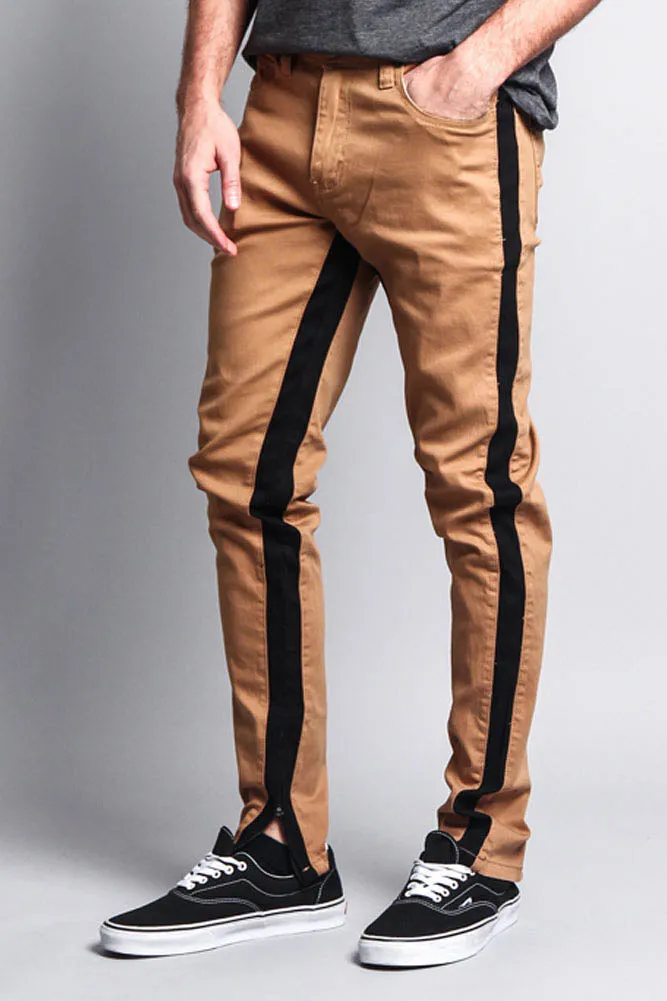 Track Style Zippered Skinny Jean with Accent Band