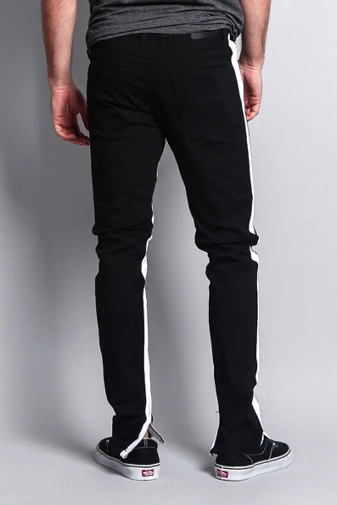 Track Style Zippered Skinny Jean with Accent Band