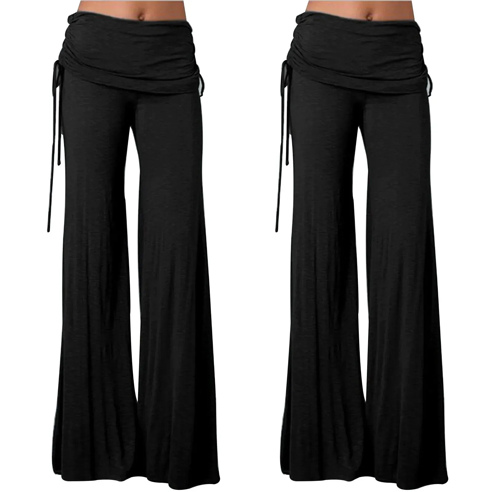 Trendy Flare Leg Solid Color Pants