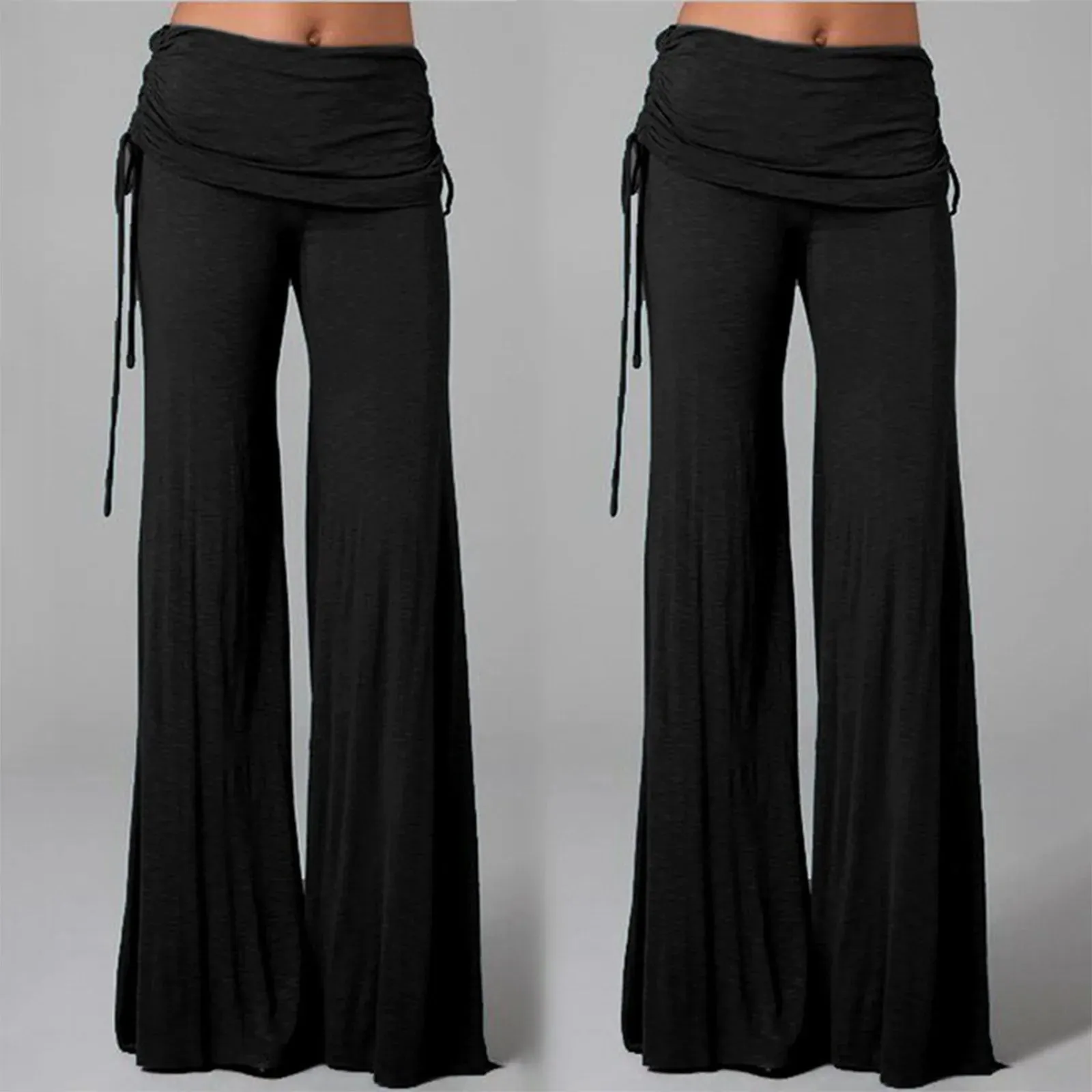 Trendy Flare Leg Solid Color Pants