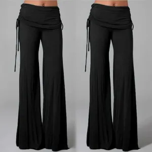 Trendy Flare Leg Solid Color Pants