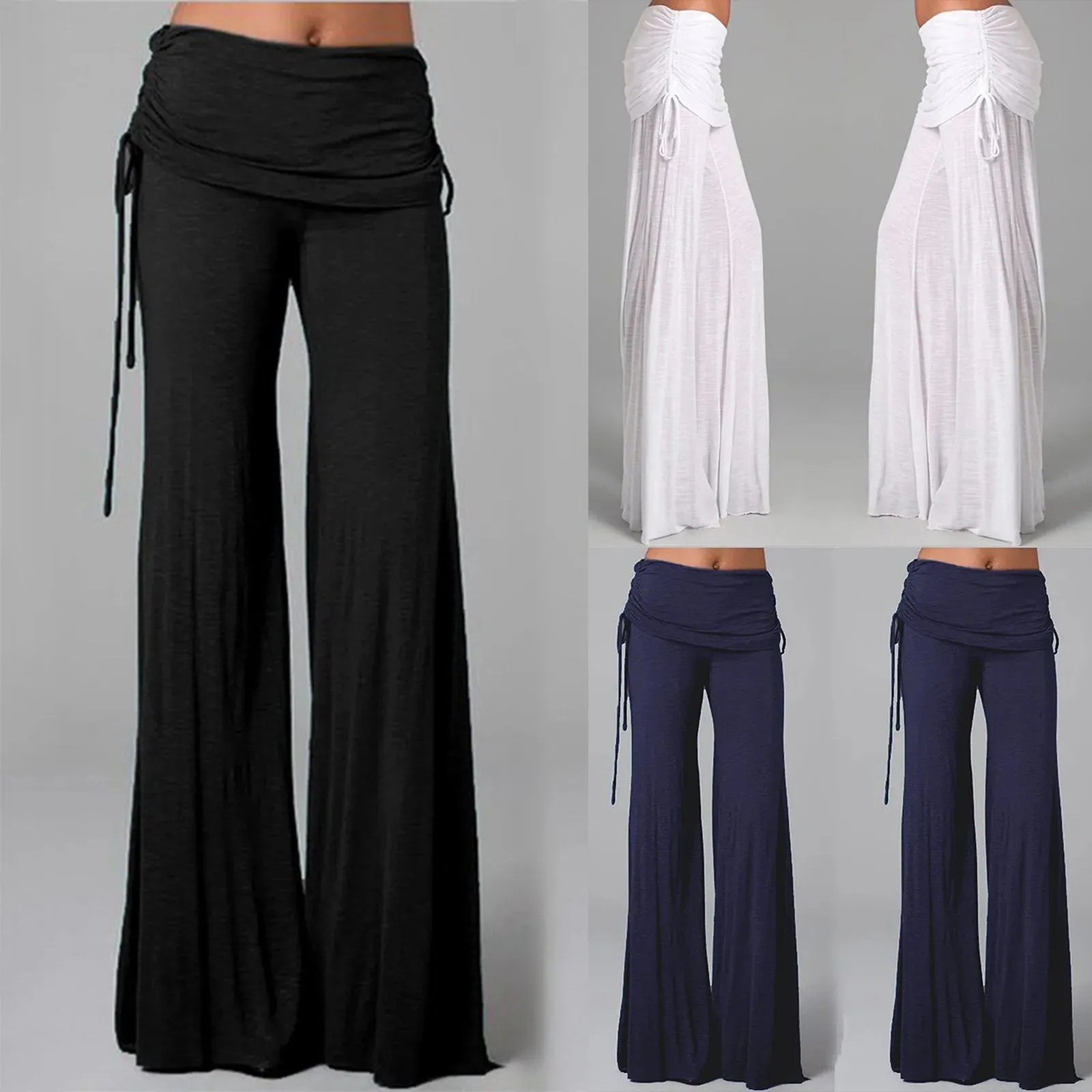 Trendy Flare Leg Solid Color Pants