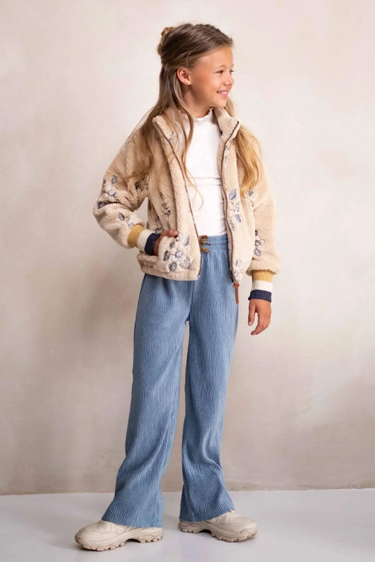 Tween Bottoms | Fem Velvet Ribbed Pants in Denim | Like Flo