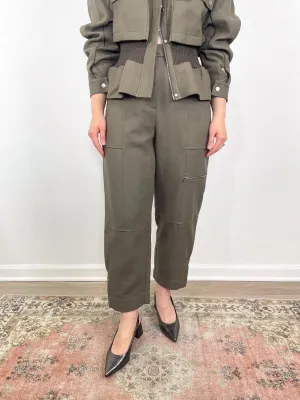 Utility Relaxed Tapered Pant w/Satin Piping in Army